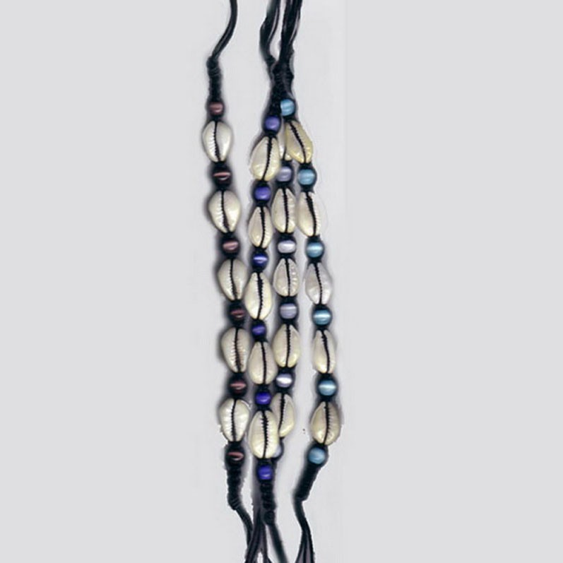 AB025 Armbänder Makramee Kaurimuscheln dick Cateye