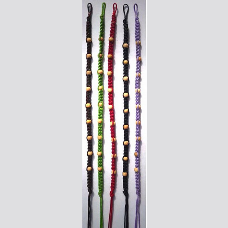 AB072 Armbänder Makramee bunt schmal m. Holzperlen