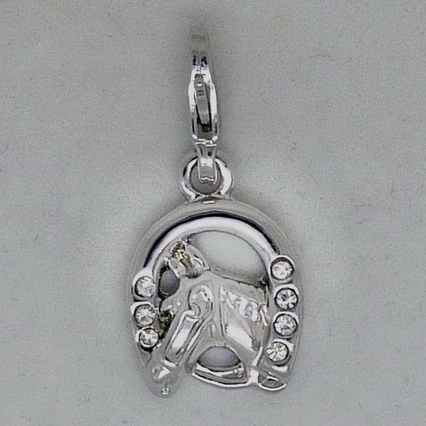 CC085 Anhänger Pferdekopf Hufeisen m. Strass