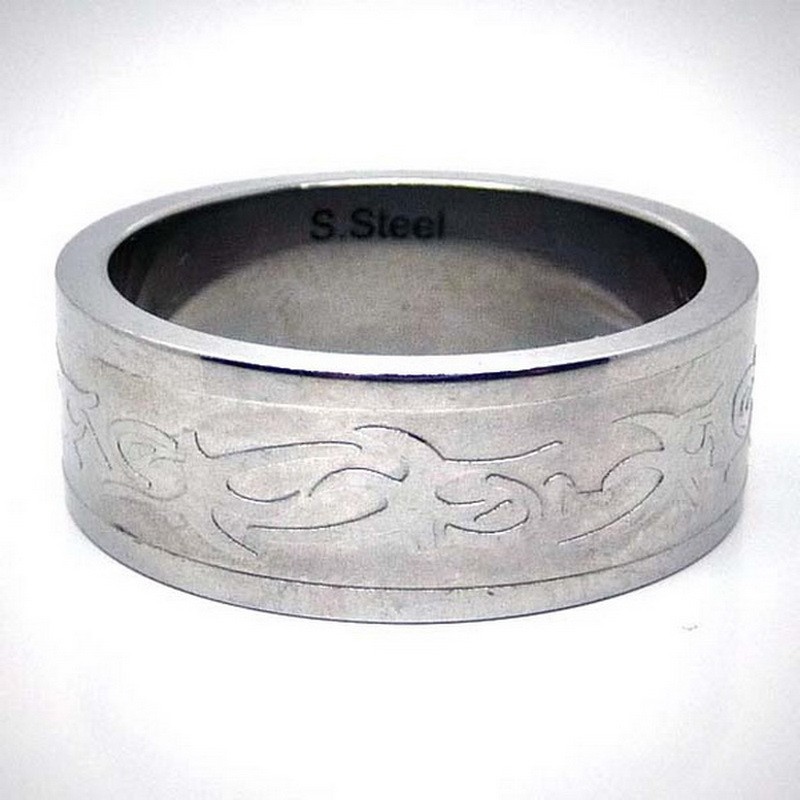 STR028 Ringe aus Edelstahl Tribal matt