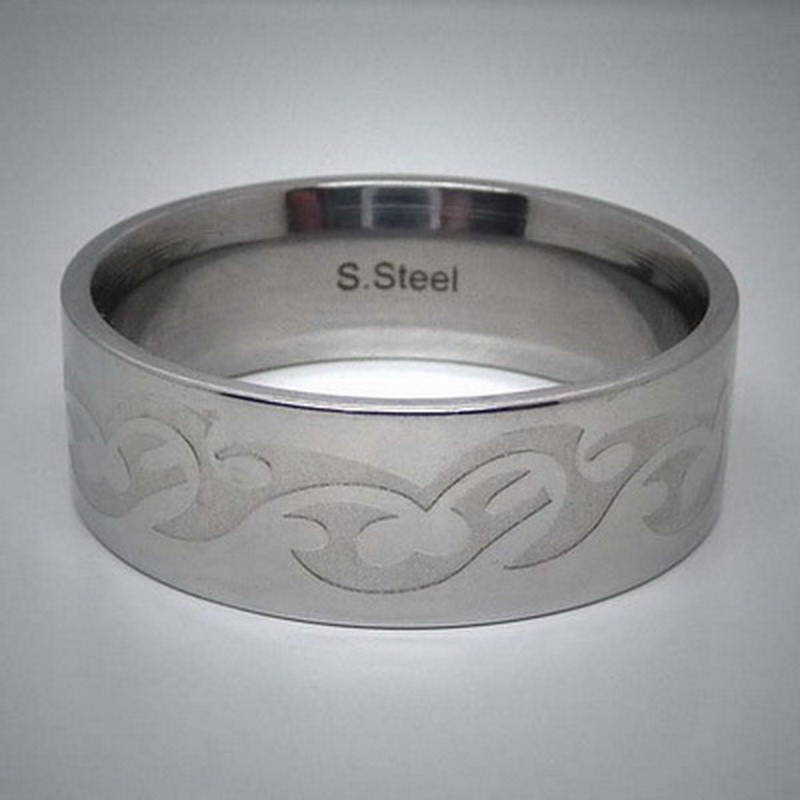 STR029 Ringe aus Edelstahl Tribal matt