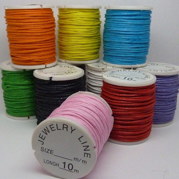 BW006 10 Farben gewachstes Baumwollband 1mm