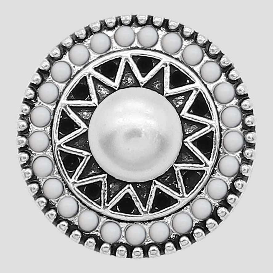 CH027 - Schmuck Druckknöpfe Perle mit kl. Perlen in weiss