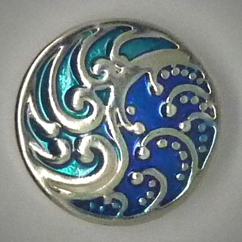 CH061 - Schmuck Druckknöpfe Floral blau/türkis