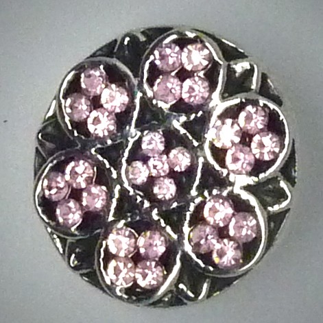 CH137  Schmuck Druckknöpfe Blumen steine rosa