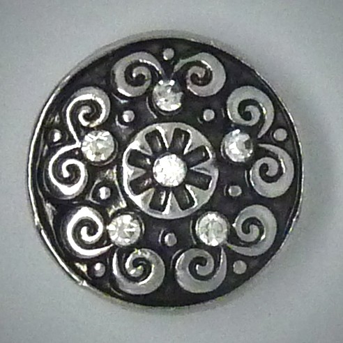 CH158  Schmuck Druckknöpfe filigran steine weiss