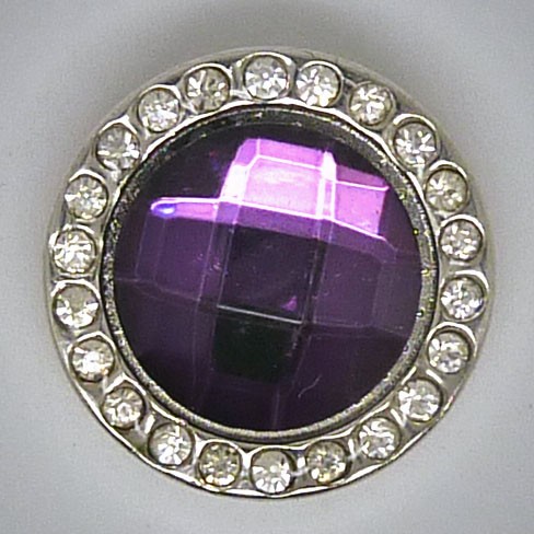 CH249 - Schmuck Druckknöpfe, fasetierter violet Stein u. Glitzerrand