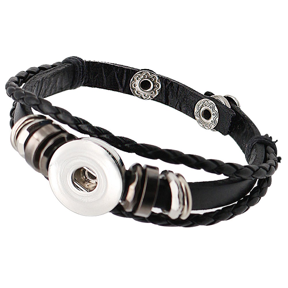 CHA015 - Armbänder für Schmuck Druckknöpfe mit Perlen schwarz