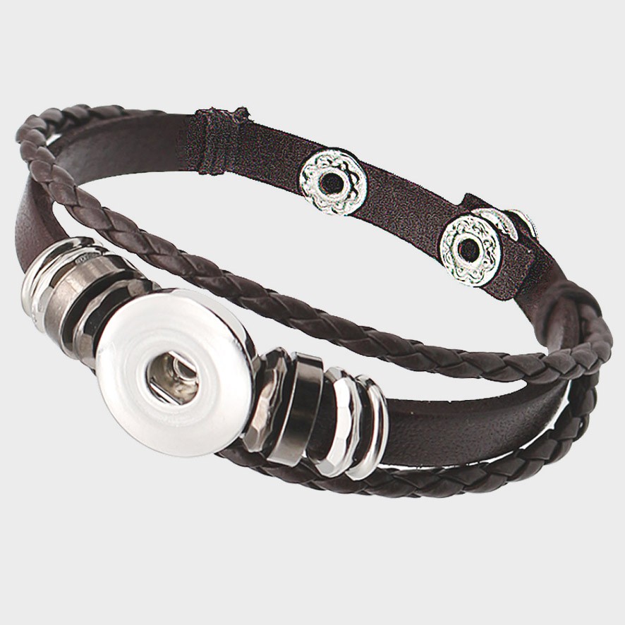 CHA015b - Armbänder für Schmuck Druckknöpfe mit Perlen braun