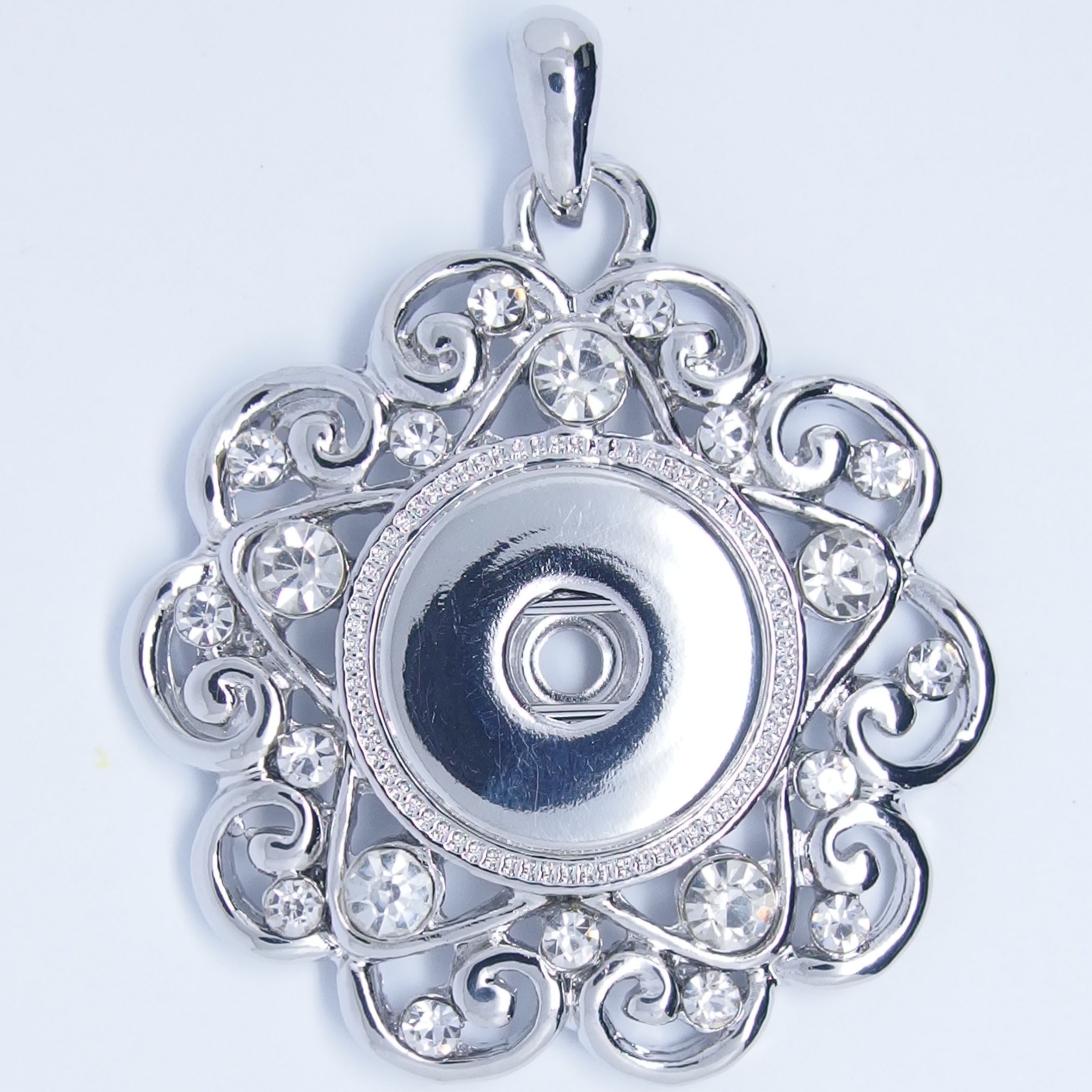 CHK018 - Kettenanhänger für Schmuck Druckknöpfe gr. Blüte m. Steinen