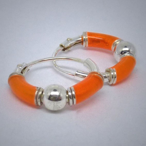CR018 Creolen aus Silber orange u. Kugel
