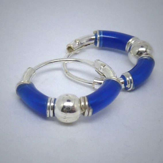 CR021 Creolen aus Silber blau u. Kugel