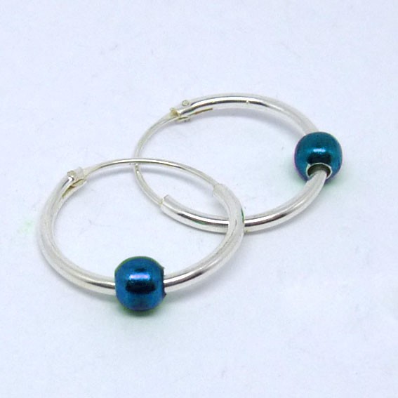 CR071 Creolen mit Kugel blau 16mm