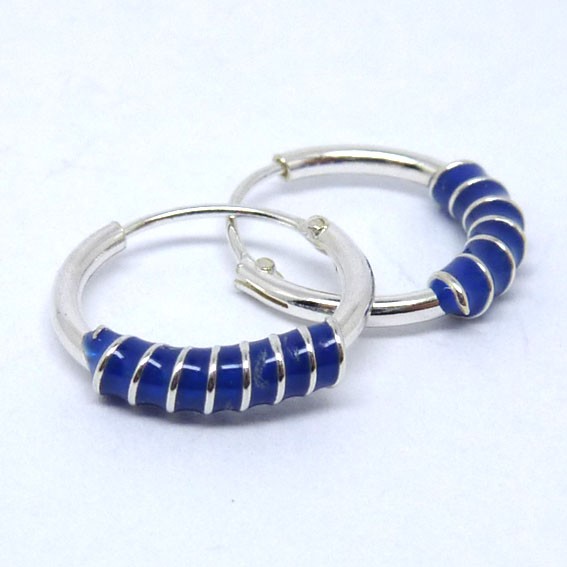 CR074 Creolen mit Spirale blau 14mm
