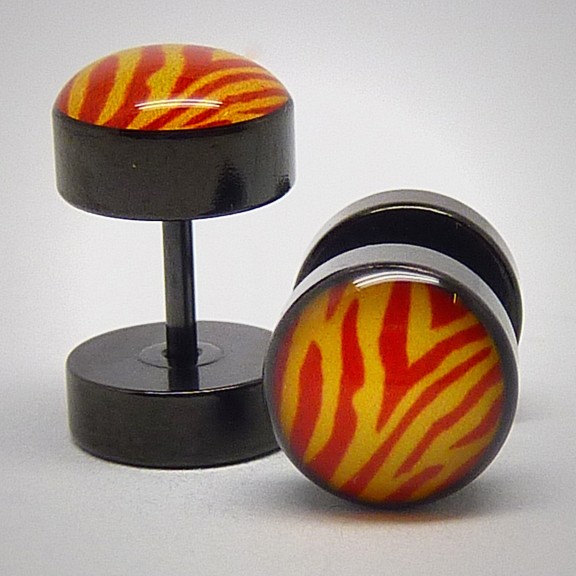 FP014 Fake Plugs Edelstahl Zebra