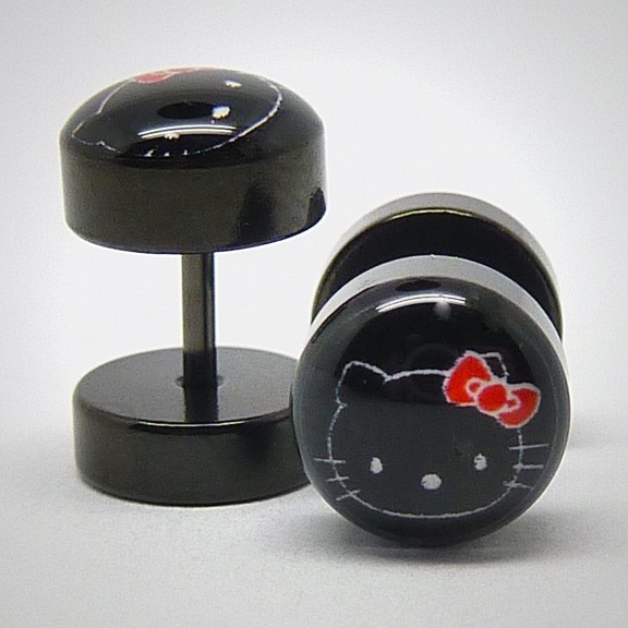 FP015 Fake Plugs Edelstahl black Kitty
