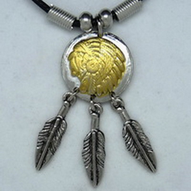 MK006 Ketten Indianerkopf m. Federn