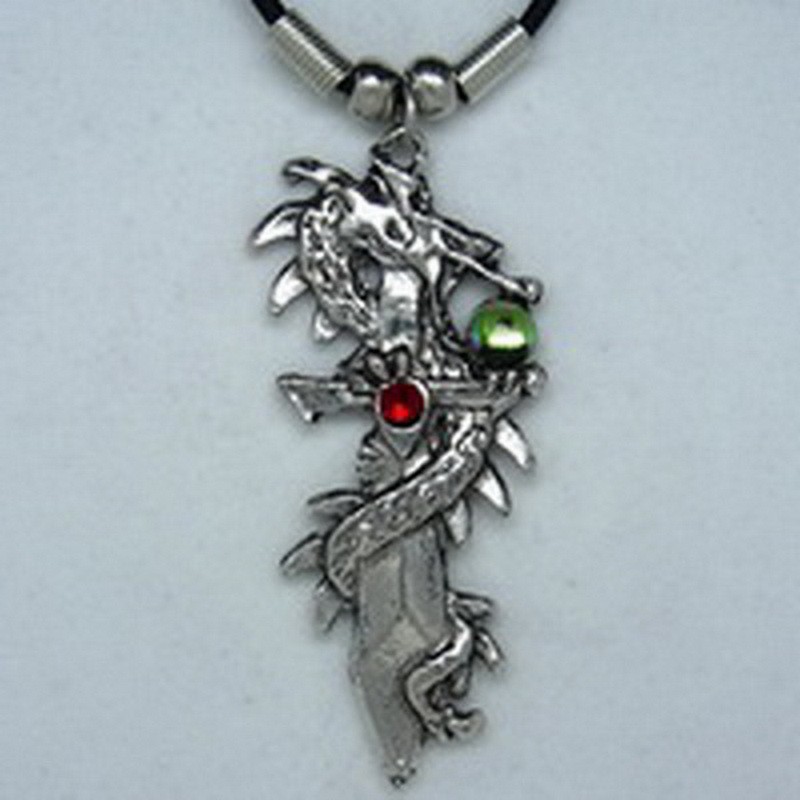 MK018 Ketten Schwert mit Drachen roter Stein