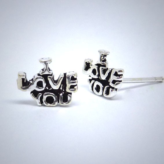 OS022 Ohrstecker aus Silber I LOVE YOU