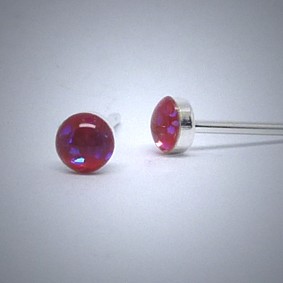 OS168 Ohrstecker aus Silber rot glitzer