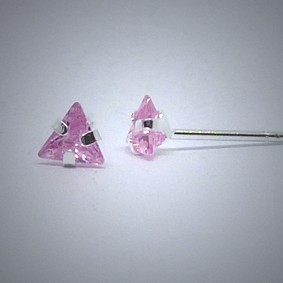 OS190 Ohrstecker aus Silber - Stein dreieck rosa