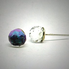 OS160 Ohrstecker aus Silber fassetierte Kugel Swarovski kristal rosa l.