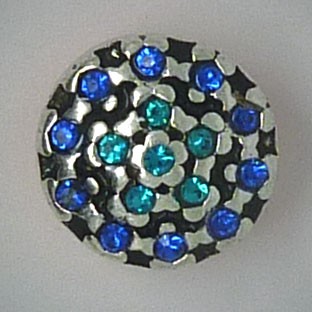 CHM032 - MINI Schmuckdruckknöpfe blau, türkise Steine