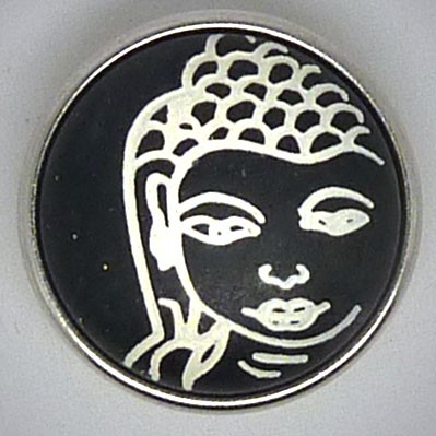 CH234 - Schmuck Druckknöpfe Buddha schwarz Stein