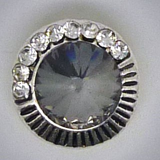 CHM110 - MINI Schmuckdruckknöpfe Steine grau u. halber Glitzerrand 