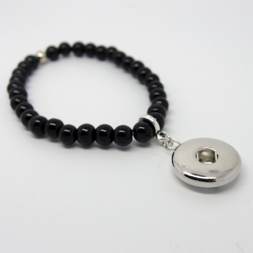 CHA017a - Armbänder mit Anhänger für Schmuck Druckknöpfe Perlen schwarz 