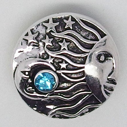 CH046 - Schmuck Druckknöpfe Sonne, Mond u. Sterne mit Stein 
