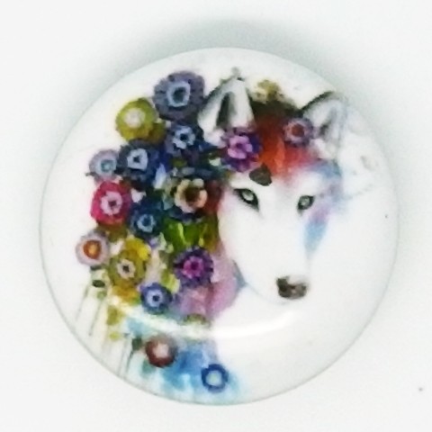 CH247 - Schmuck Druckknöpfe, Wolf mit blüten 
