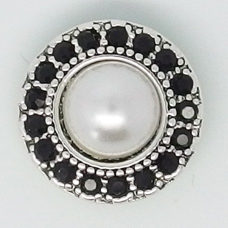 CH078 - Schmuck Druckknöpfe Perle mit schwarzen Steinen