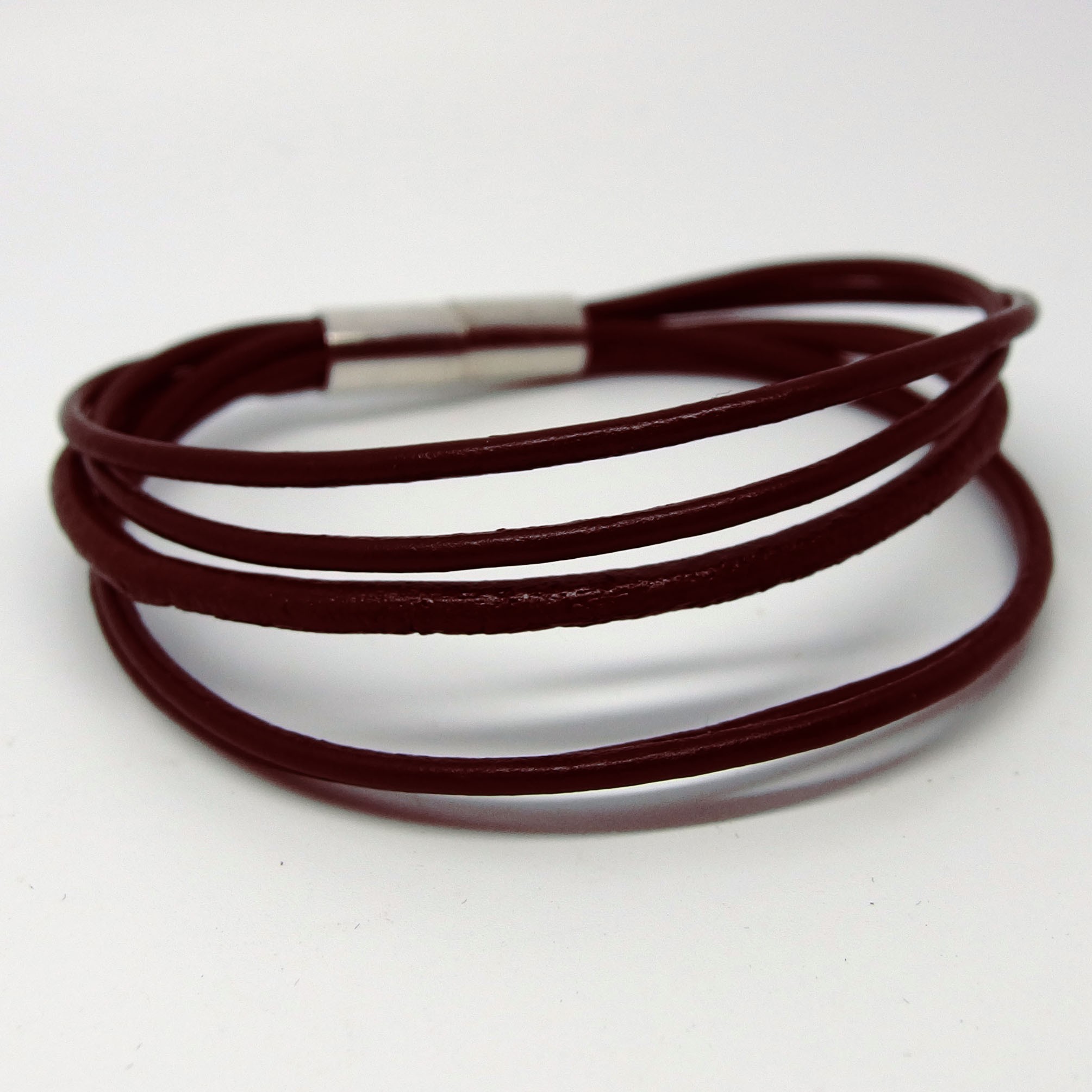  AB114 - Leder Armbänder braun 5 reihig mit Magnetverschluß