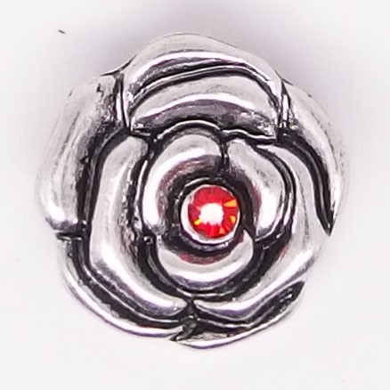 CHM045a - MINI Schmuckdruckknöpfe Rose m. Stein rot 