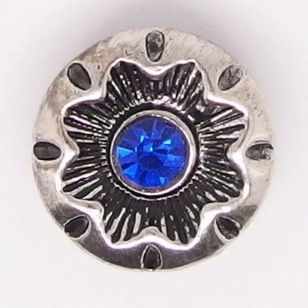 CHM030a - MINI Schmuckdruckknöpfe Blüte Stein blau