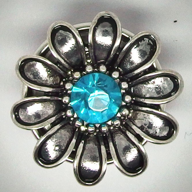 CH049 - Schmuck Druckknöpfe Blüte plastisch mit türkisen Stein