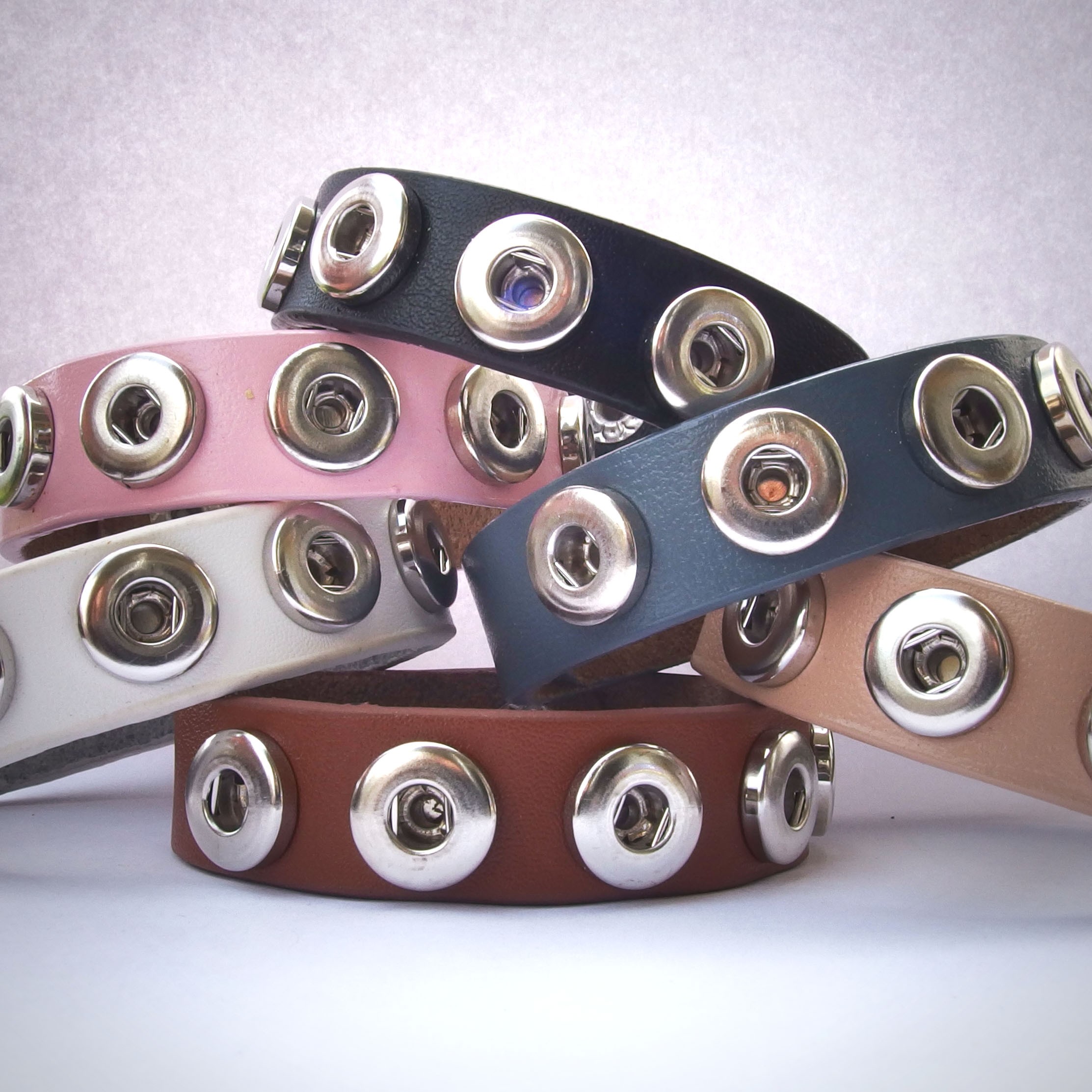  CHMA010 - Armbänder für 5 MINI Schmuckdruckknöpfe gemischt 
