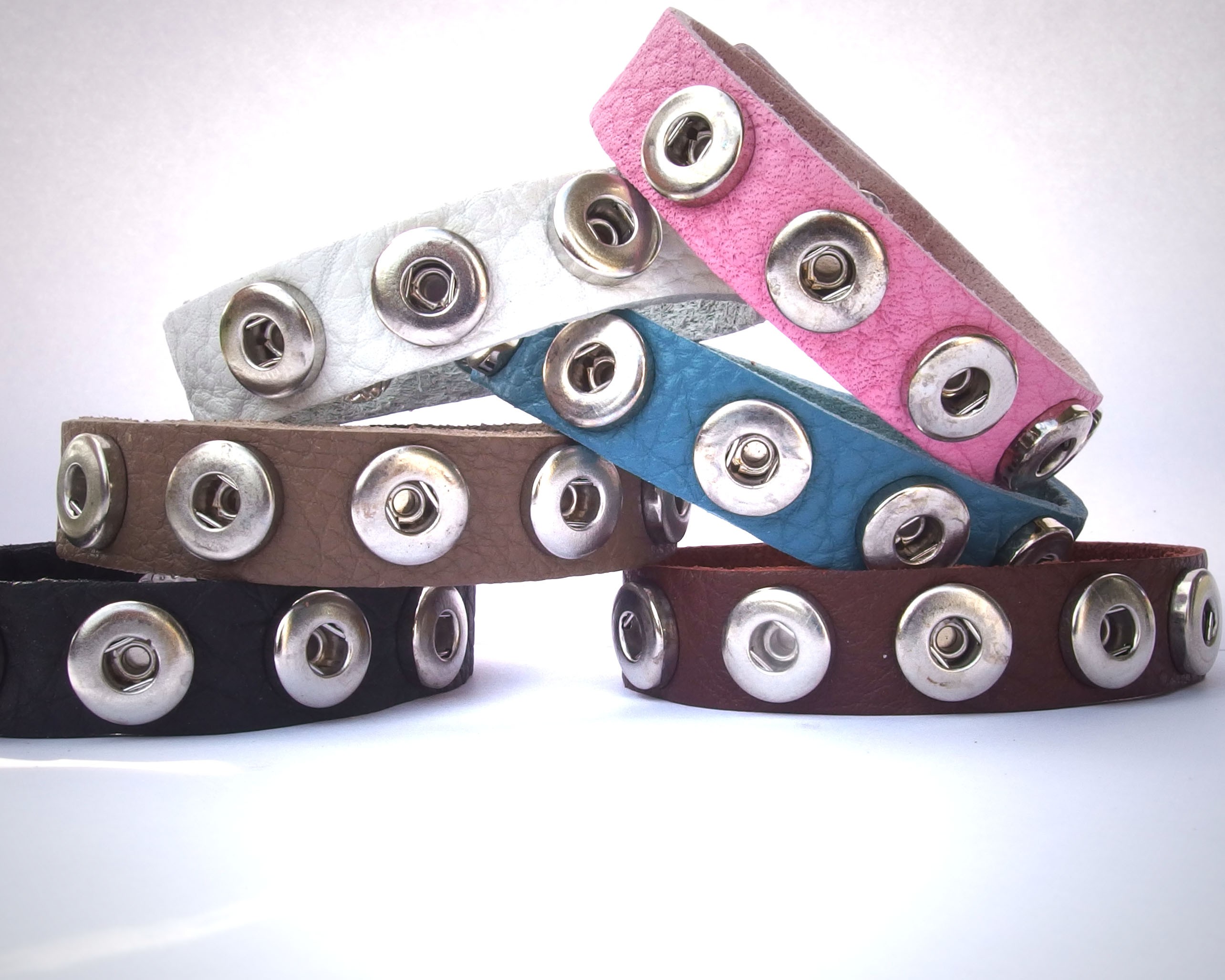CHMA011 - Armbänder für 5 MINI Schmuckdruckknöpfe weich bunt 20cm - 22cm