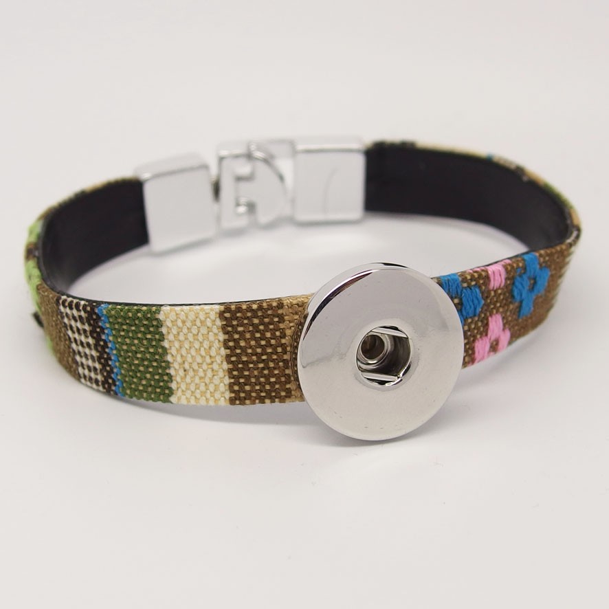 CHA012a - Armbänder für Schmuckdruckknöpfe ethno grün / braun