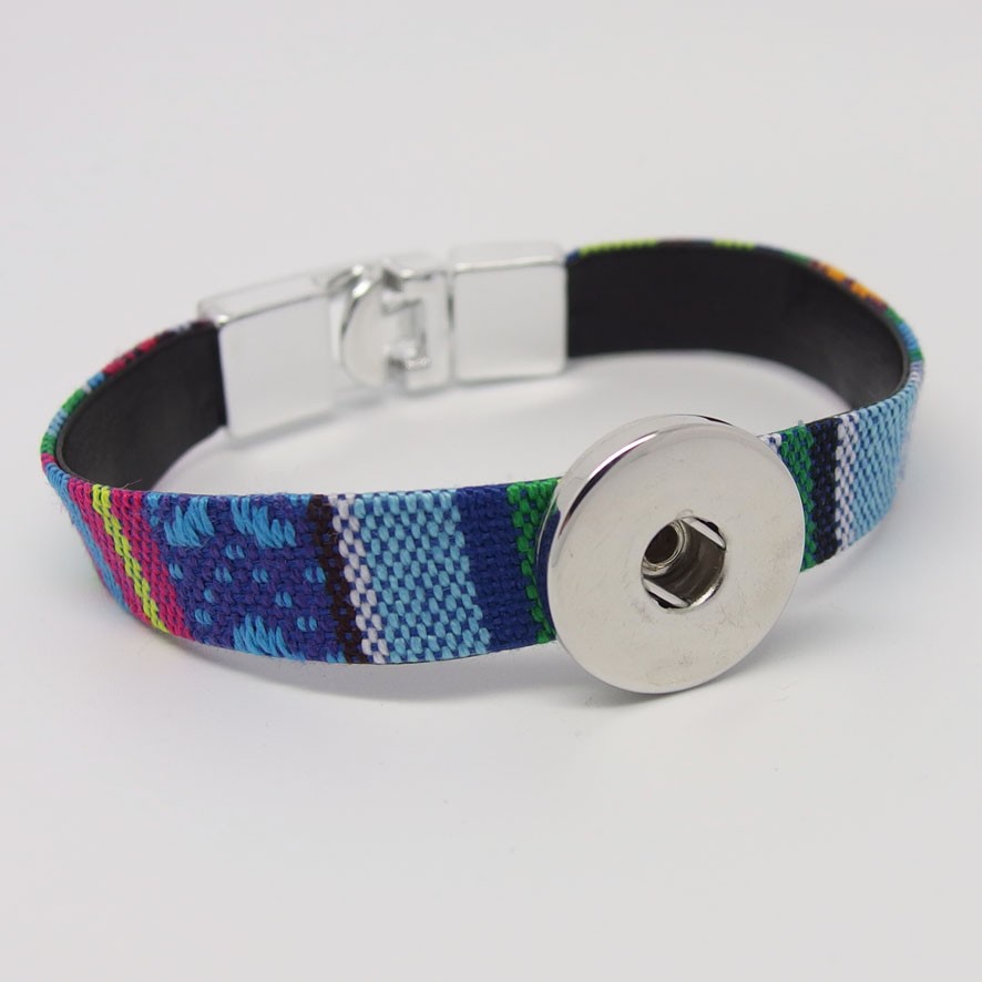  CHA012c - Armbänder für Schmuckdruckknöpfe ethno blau