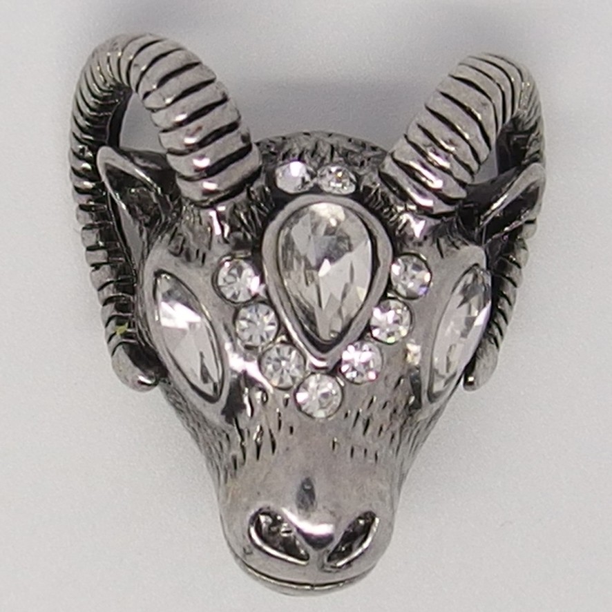  CH214 - Schmuck Druckknöpfe Widderkopf m. Steinen