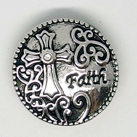 CH072a - Schmuck Druckknöpfe Kreuz faith (Glaube)