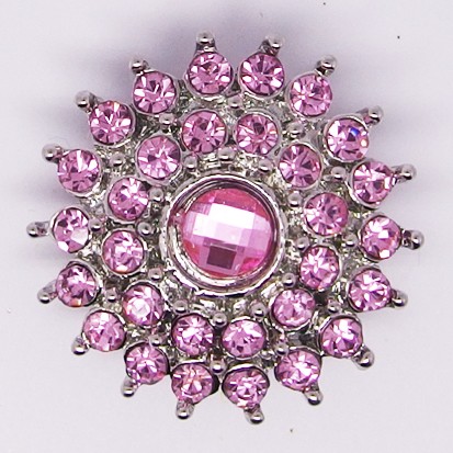 CH253a - Schmuck Druckknöpfe, Blüte viele Steine rosa