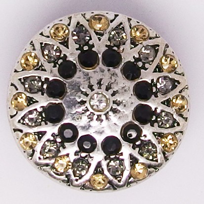  CH010a - Schmuck Druckknöpfe Blüte filigran gelb / schwarz