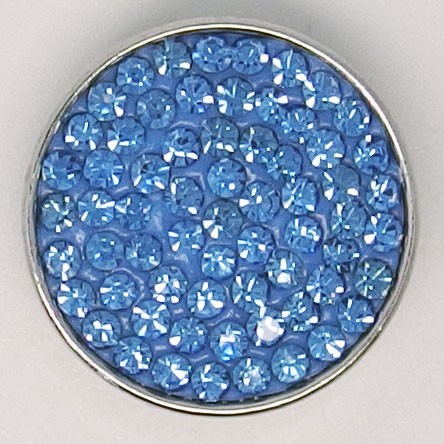 CH038a - Schmuck Druckknöpfe viele Steine hell blau