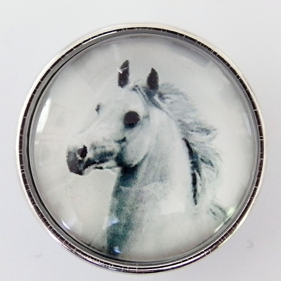 CH026a - Schmuck Druckknöpfe Pferdekopf weiss