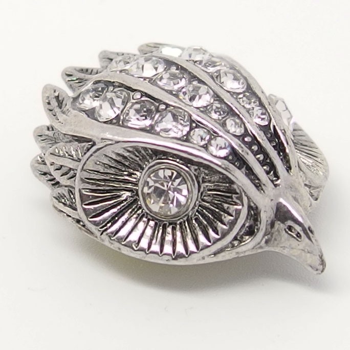 CH053 - Schmuck Druckknöpfe Vogelkopf mit Glitzersteinen