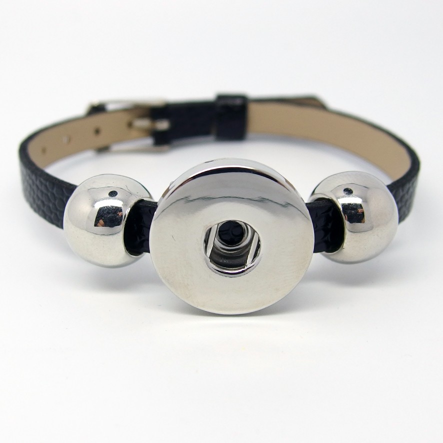 CHA020a - Kunstleder Armbänder für 1 Schmuck schwarz schmal
