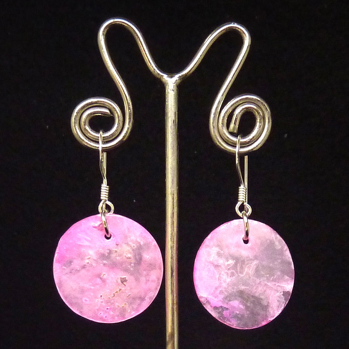 PM006 Perlmutter Ohrhänger rosa Scheiben
